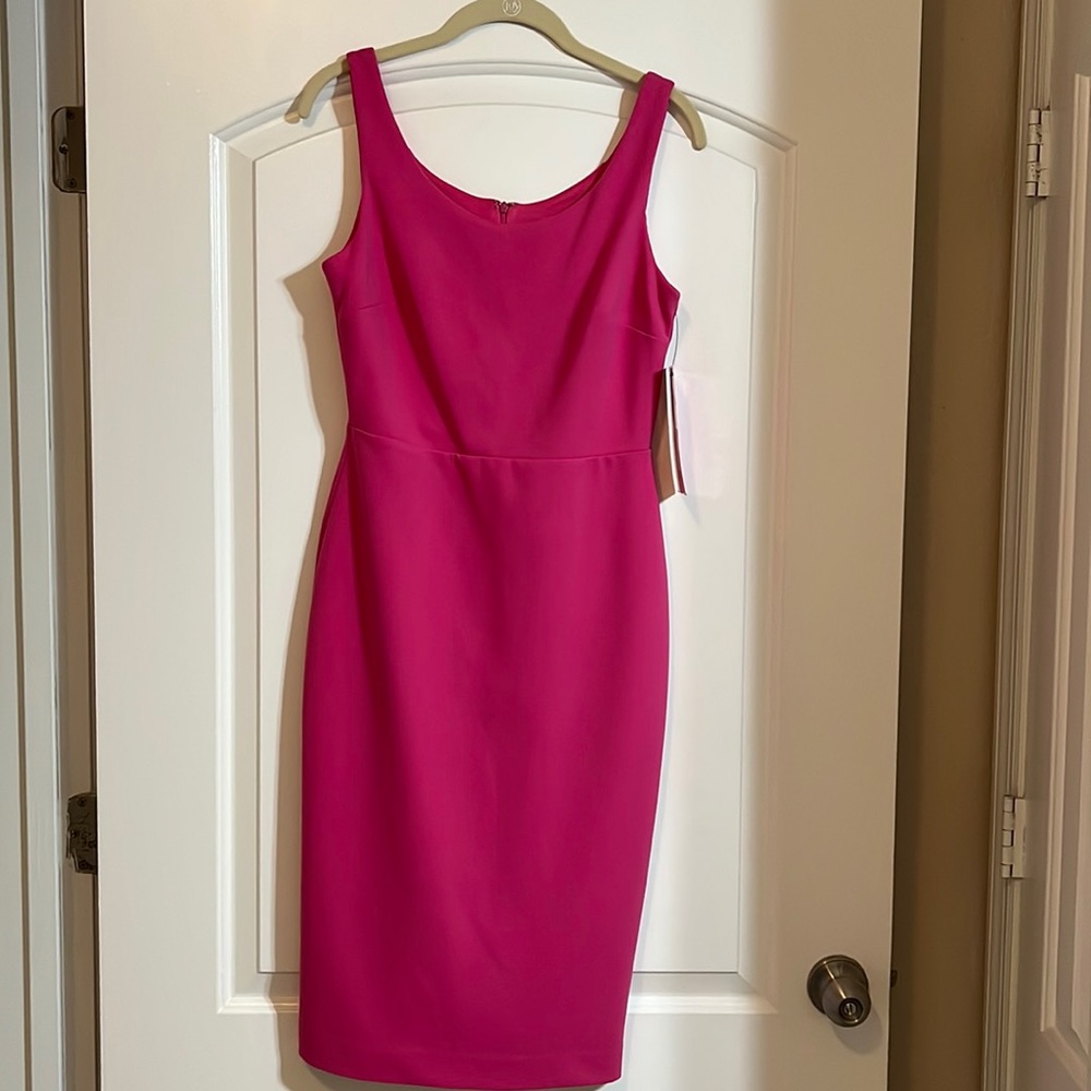 NWT Betsey Johnson hot pink scuba crepe midi dress